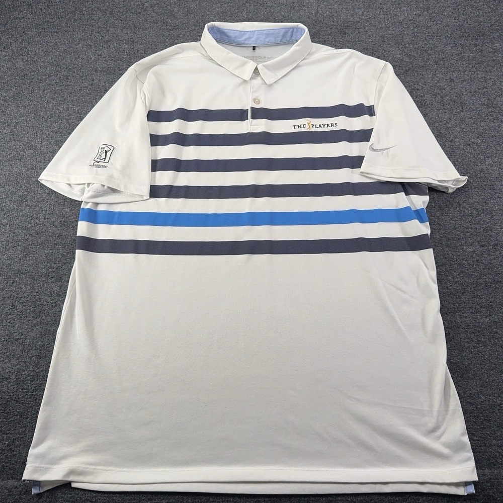 Nike Golf TPC Sawgrass Polo Shirt Men's XL White Golf Dri-Fit Major
